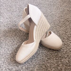 A new Day | Cream Beige Wedge Espadrille Ankle Strap Shoes| Sz 10